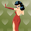 postcard pin-up robe rouge betty-page